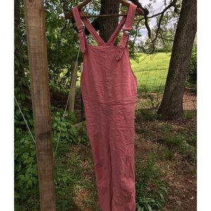 Dusty Pink Cotton Linen Jumpsuit Overalls